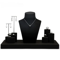 Special black microfiber jewelry display props necklace ring earrings jewelry display shelf window display props set