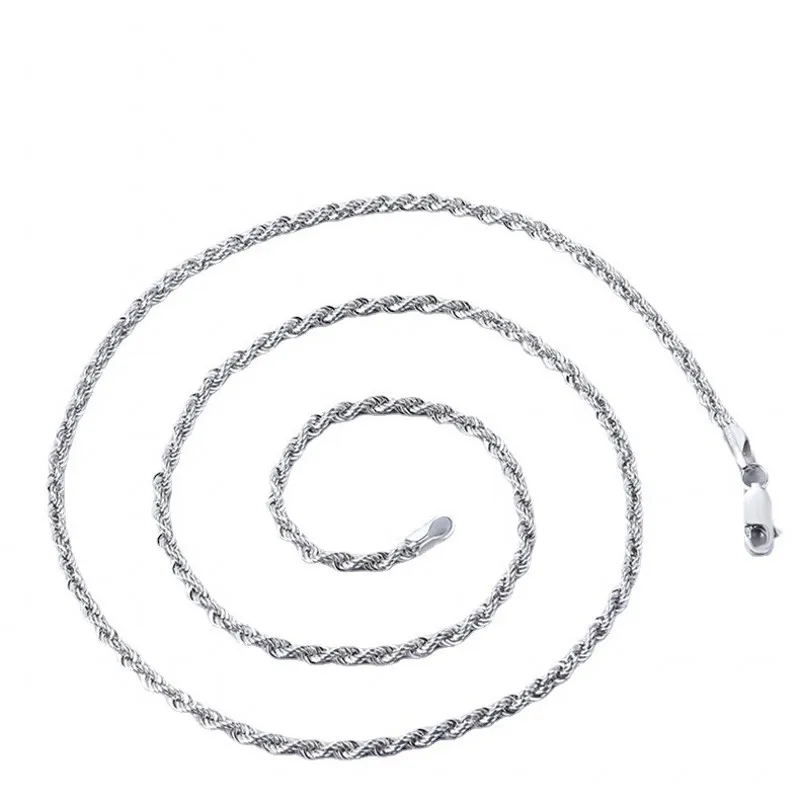 BOCAI Real S999 Silver Jewelry Fashionable Hemp Rope Collarbone Chain Plated Platinum Men's and Women's Necklace Dropshipping - Image 6
