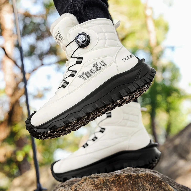 

Warm Fur Men's Snow Boots Fur-Lined Thickened Mid-Calf Cotton Shoes Autumn and Winter Thickened Casual Bakers Shoes Zapatillas