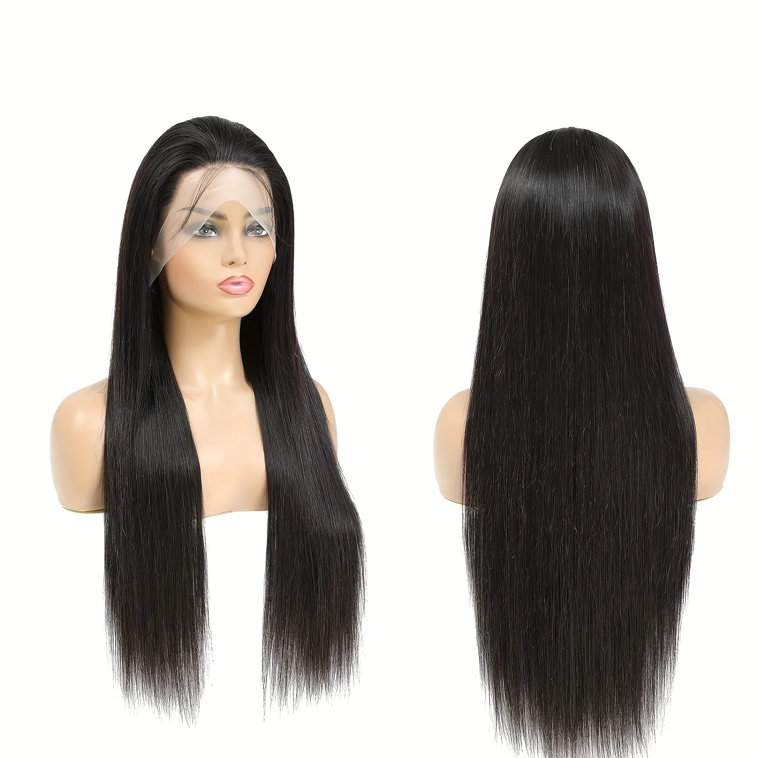 Renda lurus transparan 1B 13x4 inci HD renda ketebalan 200% wig depan renda rambut manusia