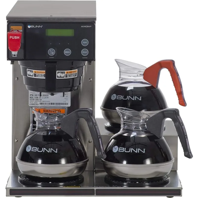 

BUNN Axiom 15-3, Automatic Commercial 12-Cup Coffee Maker, 3 Lower Warmers, 38700.0002,Gray