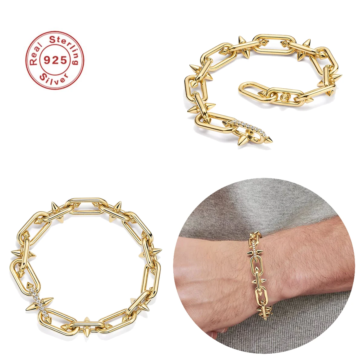 Buckle bracelet, gold inlaid with diamonds, luxurious high-end European and American fashion jewelry