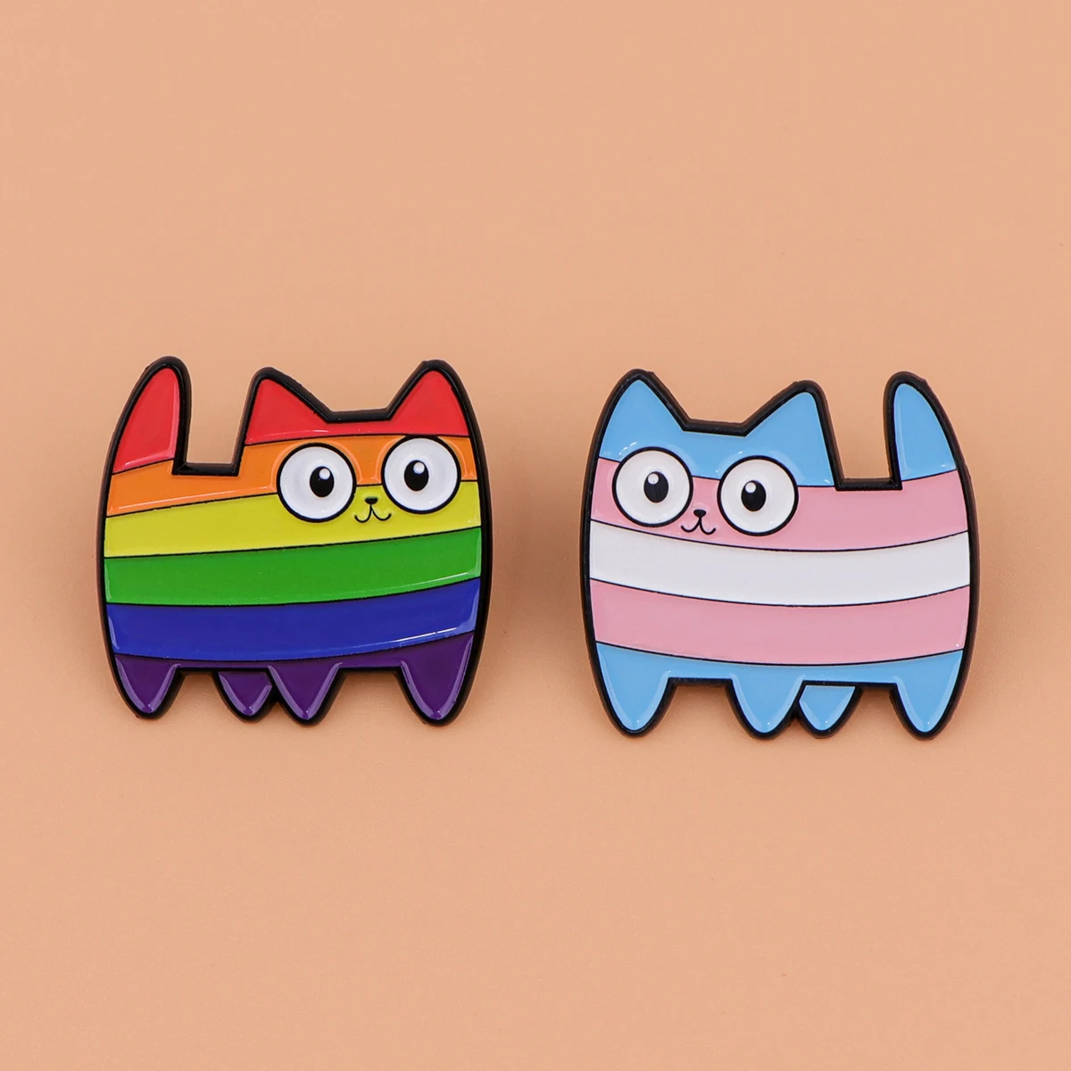 Rainbow Cat Enamel Pins Cartoon Animal Metal Lapel Brooches For Women Clothes Hat Badge Jewelry Gay Accessories Friends Gifts