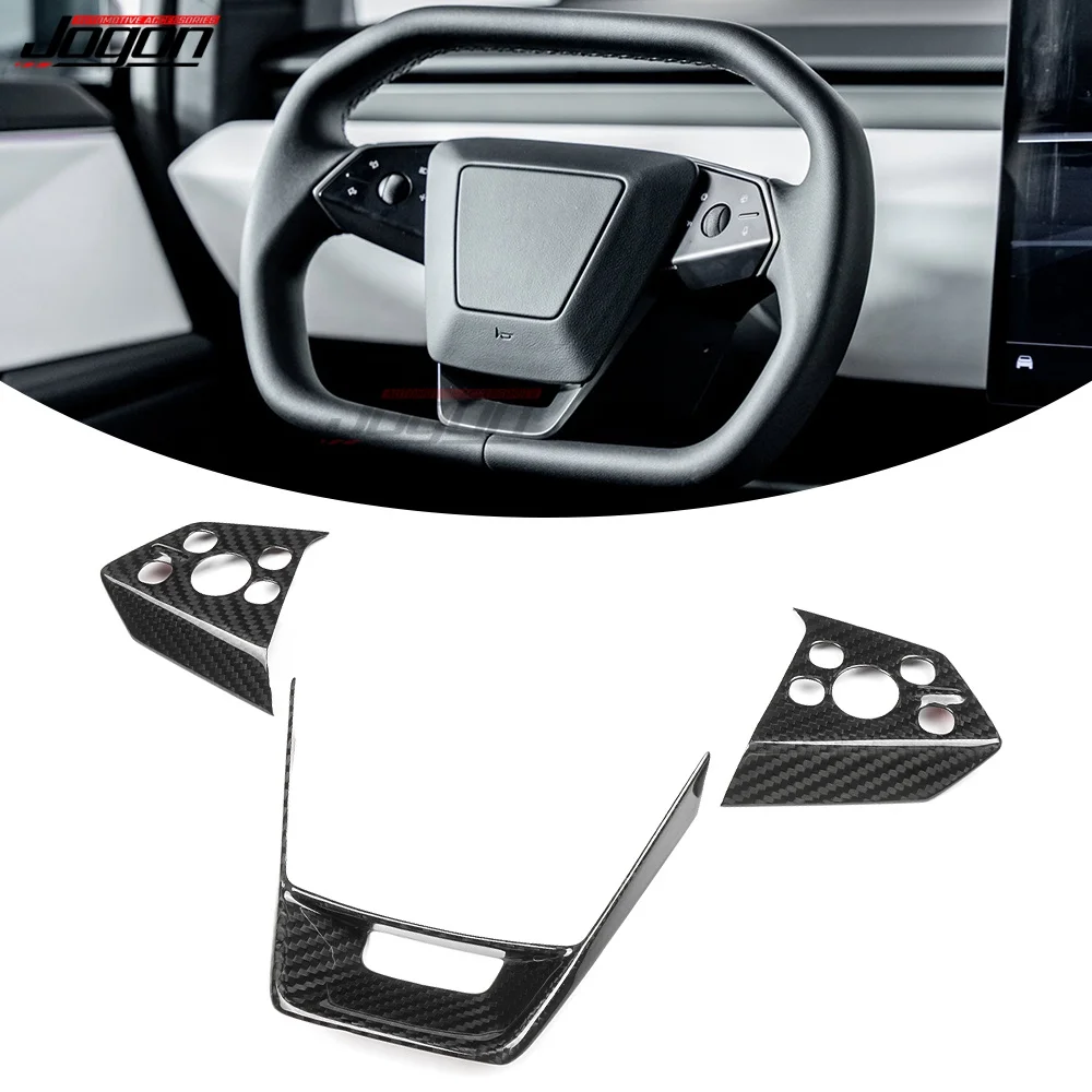 

For Tesla Cybertruck Cybrtrk Beast 2024 2025 Dry Carbon Fiber Steering Wheel Cover Kits Protection Extention Decoration