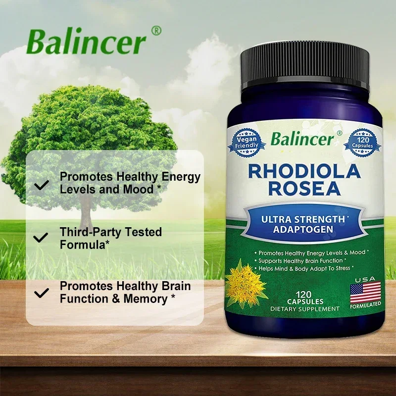 Rhodiola Rosea - BioPerine Helps Improve Absorption, A Powerful Adaptogen That Supports Healthy Energy, Mood, Stress & Brain