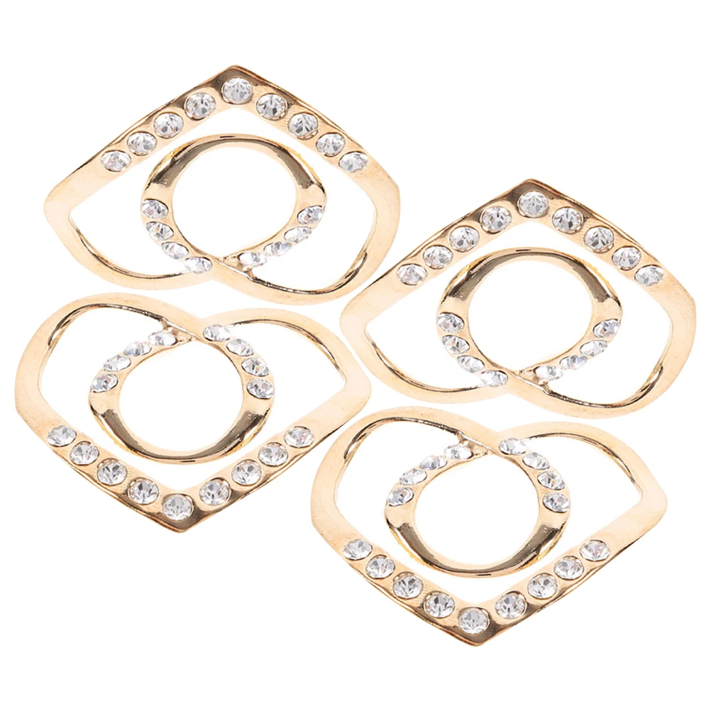 

4pcs Silk Buckles Clothing Knot Clips Anti Slip T Shirt Decorative Rings Ladies Tops Zinc Alloy Ring For Women Scarf Chain Clip