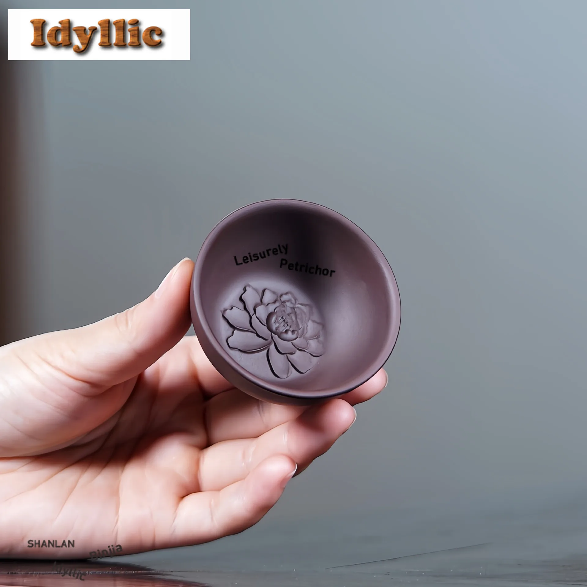 2pc/lot Yixing Original Purple Clay Lotus Round Mouth Teacup Ancient Tea Bowl Jug Tea-tasting Personal Cup Chazhan Master Cups