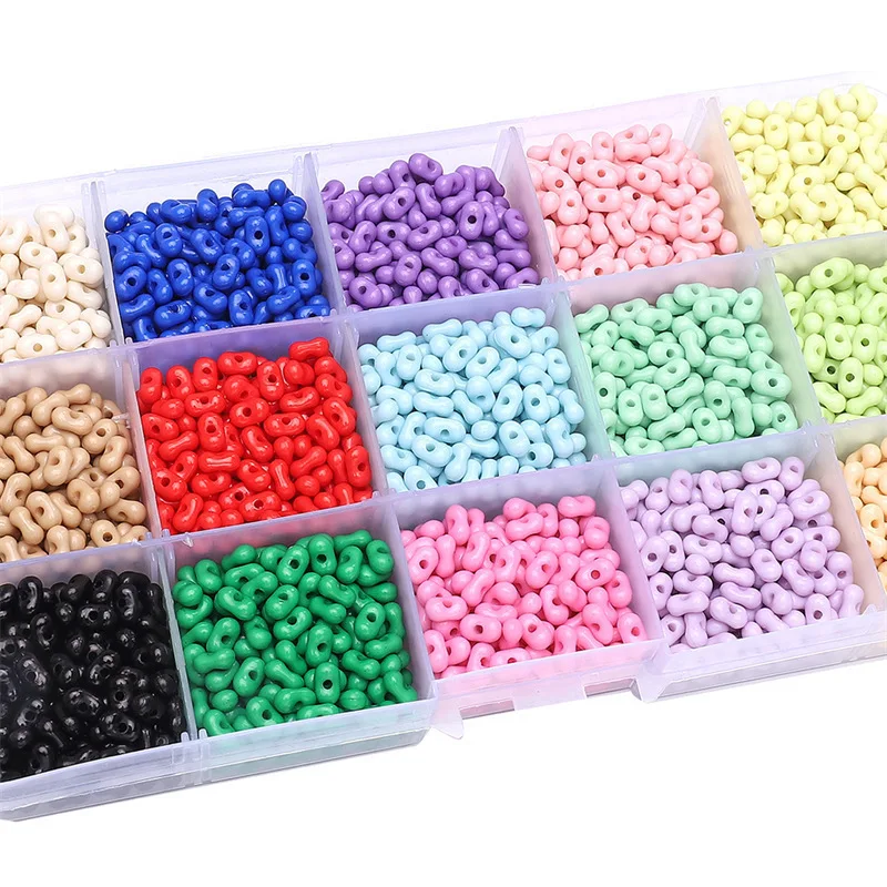 10 grid box set 4x6mm acrylic solid colored peanut rice beads Handmade DIY necklace, bracelet, mobile phone chain with beads