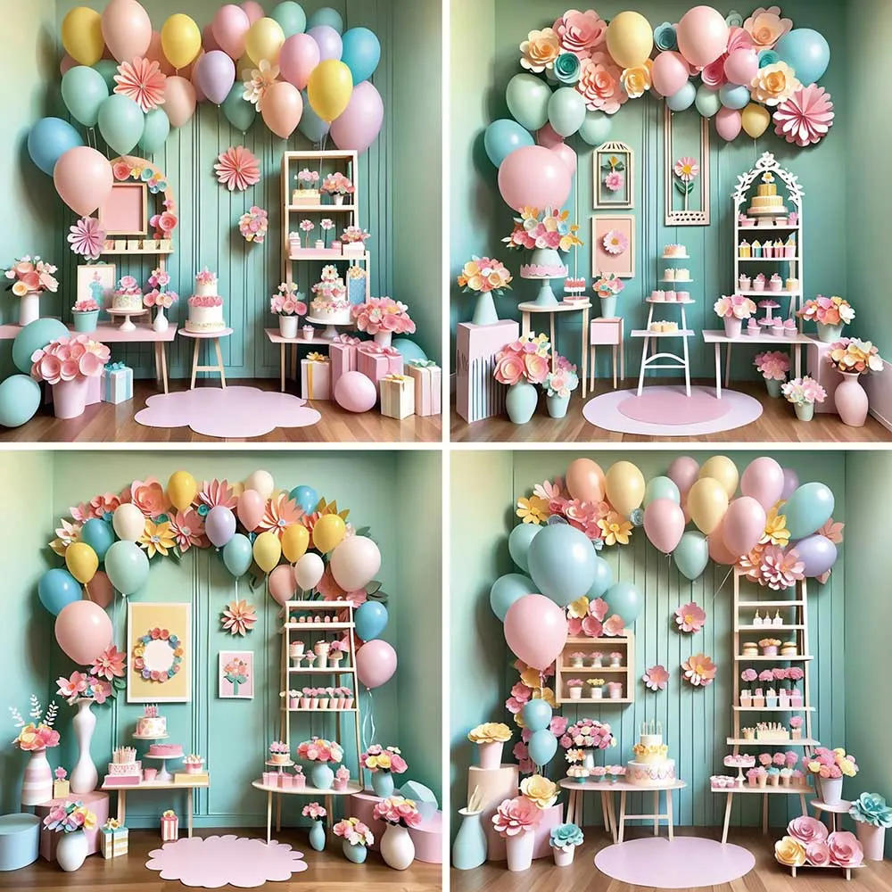 MOON.QG Artificial Flowers Birthday Decoration Backdrops Paper Cut Florist’s Shop Background Sign Candyland Photo Shooting Props