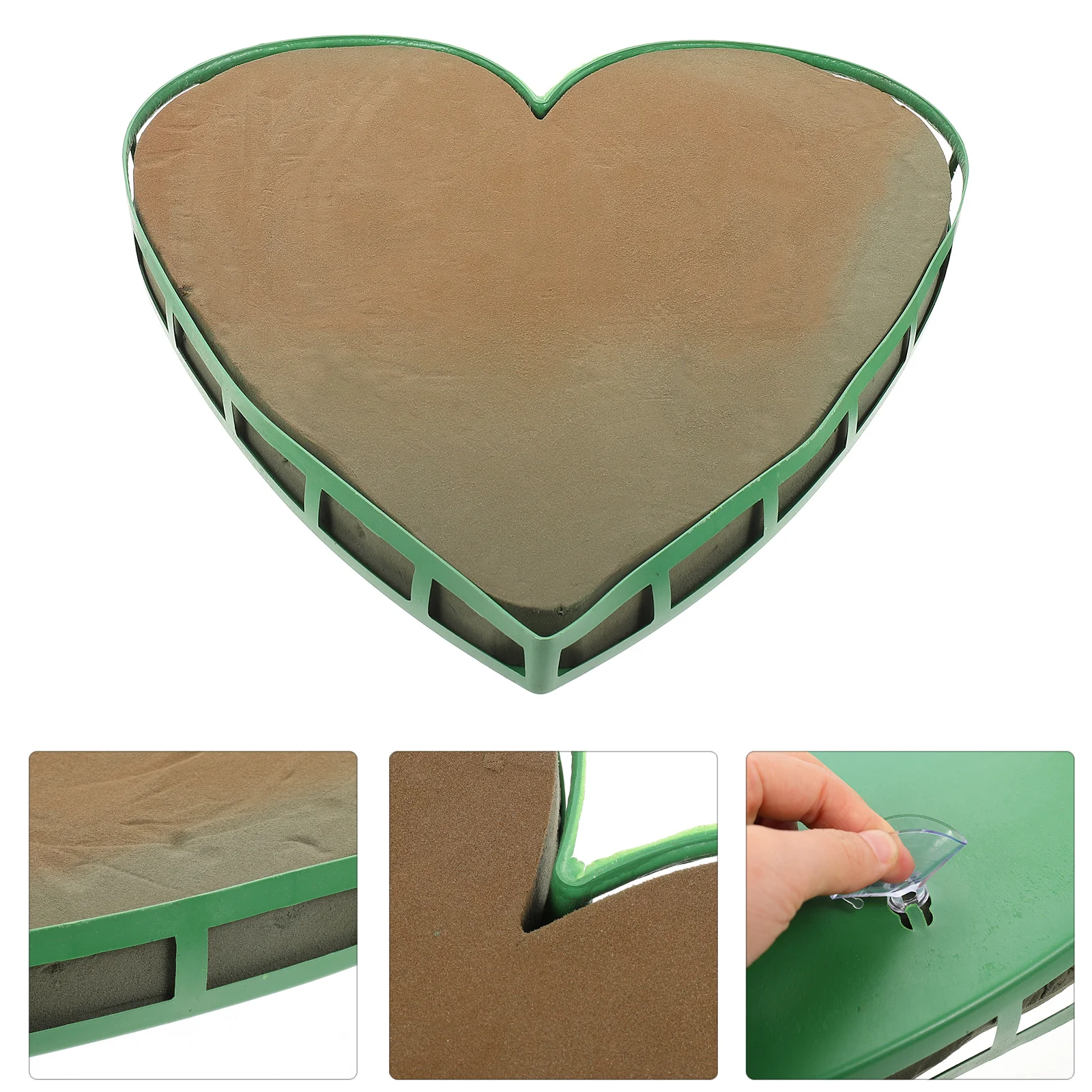 

1Pcs Car Head Flower Decoration Large Green Heart DIY Flower Mud Suction Cup Leak-Proof Plant Mud Bowl for Wedding Birthday Prom