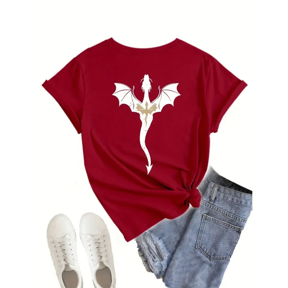 Basgiath War College Tshirt Double-side Print Fourth Wing T-shirts Dragon Rider Dark Academia T Shirt Cotton Short Sleeve Tops