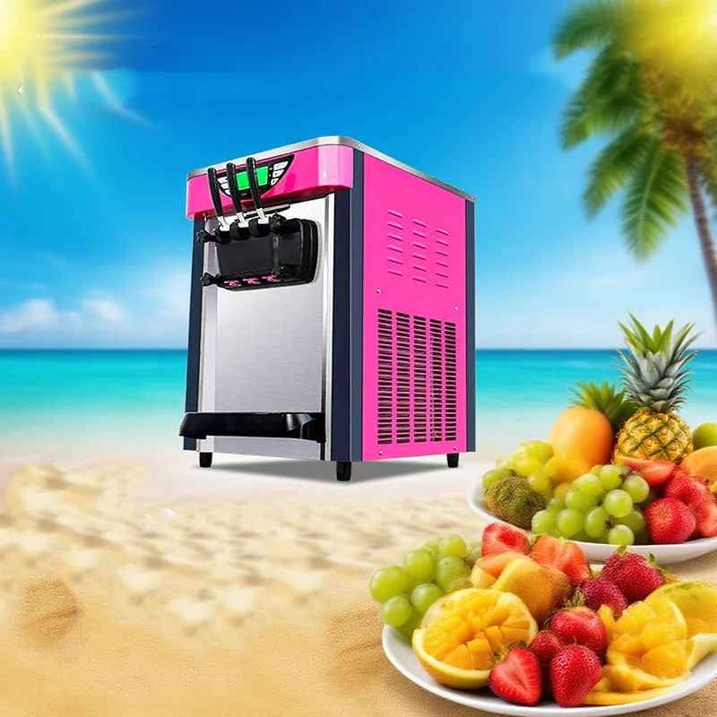 220v Commercial Stainless Steel 3 Flavor Soft Ice-cream Maker Machine for Restaurant Tabletop Ice Making Machine