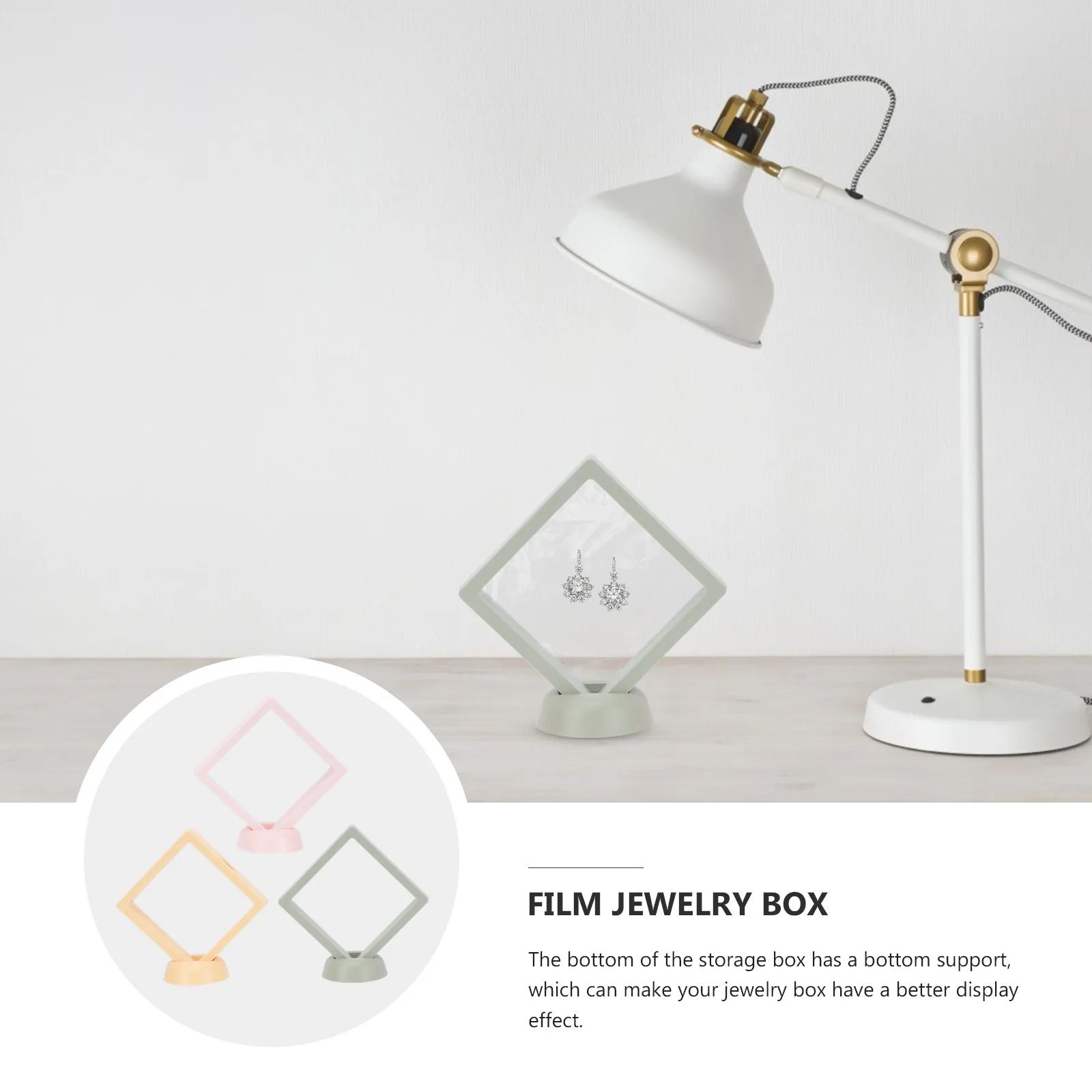 

3Sets Jewelry Box Transparent Film Display Storage Holder for Necklace Bracelet Organizer Stand with Base Support