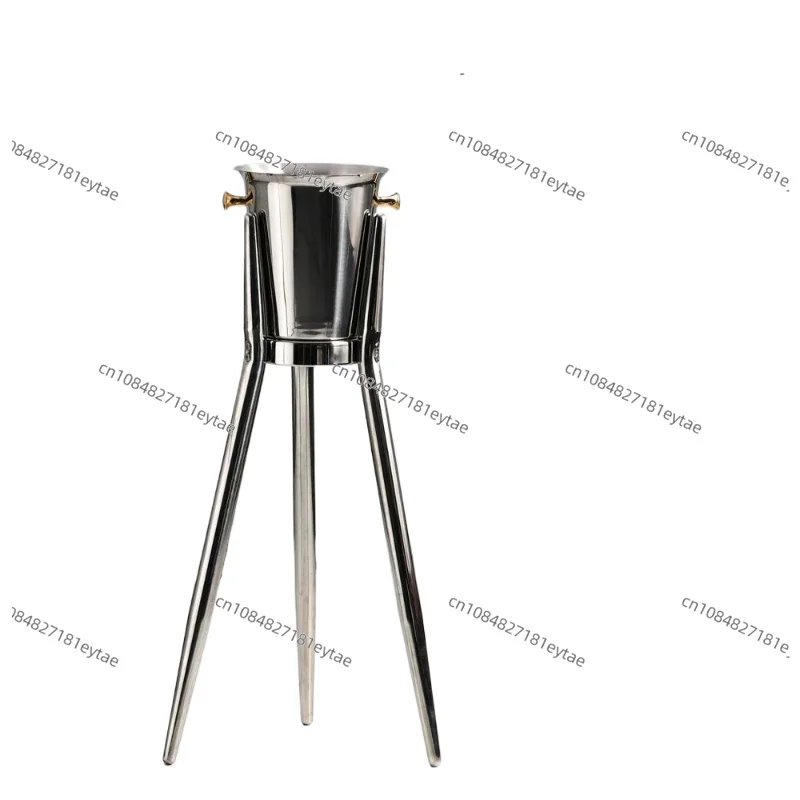 Luxury Stainless Steel Champagne Cooler with 3 Leg Floor Stand Ice Bucket for Wine Bar Club Party