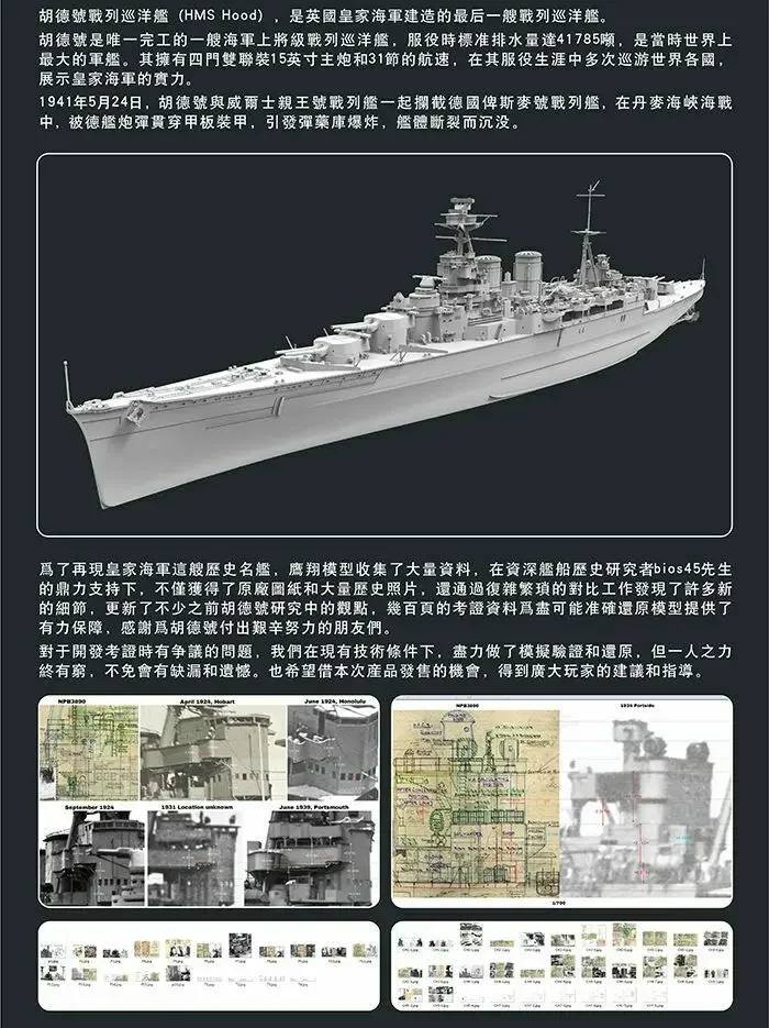 Flyhawk FH1160 1/700 HMS HOOD 1941 - Assemble Scale Model Kit