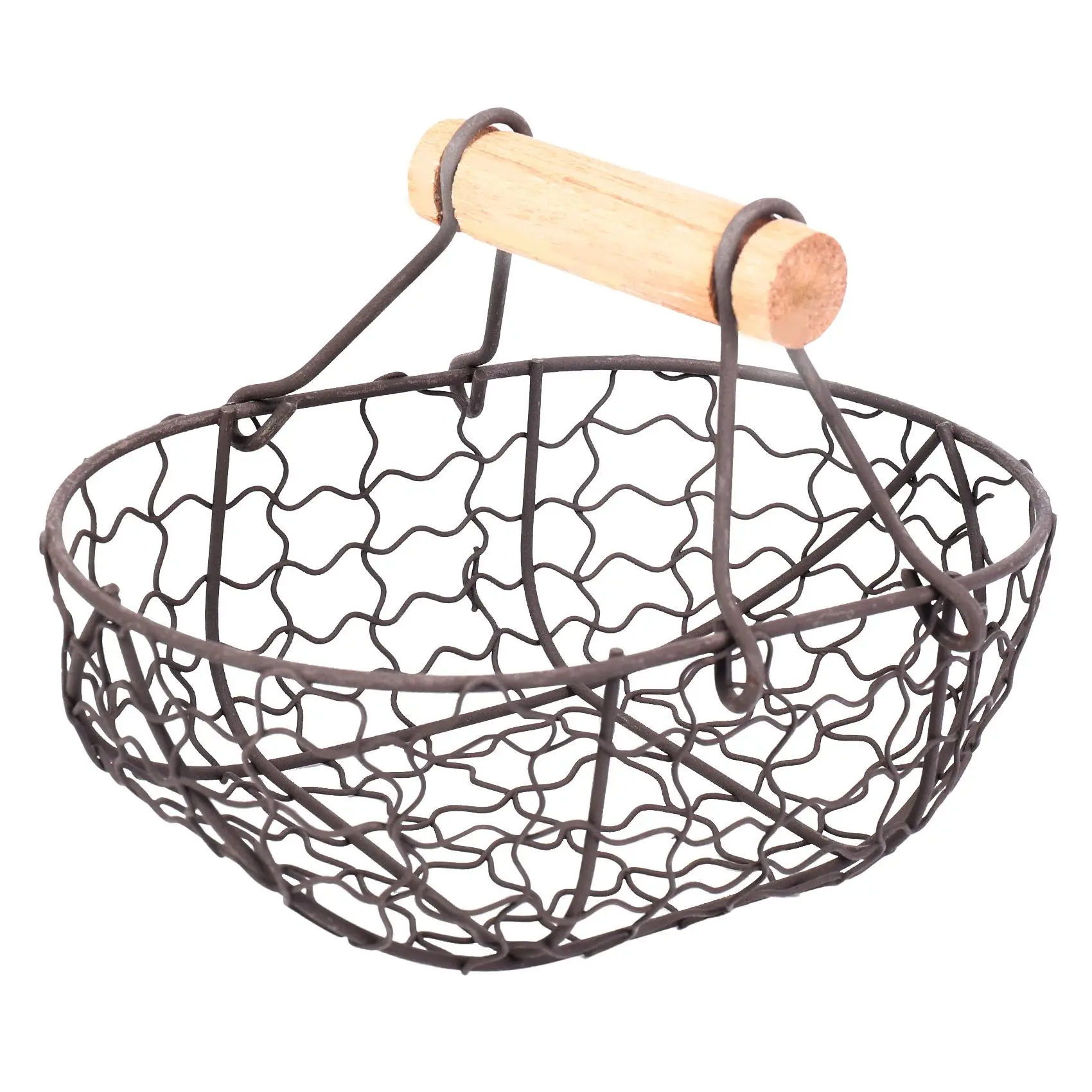 Mir rétro en métal avec manche en bois, panier de rangement portable, multifonction, légumes, fruits, œufs, épicerie, pratique, EvaluBlack