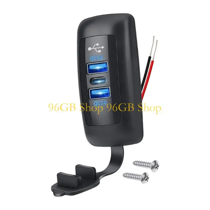 

96GB Waterproof 3 Port USB Outlet Car Chargers For RVs Truck With Total 66W Output