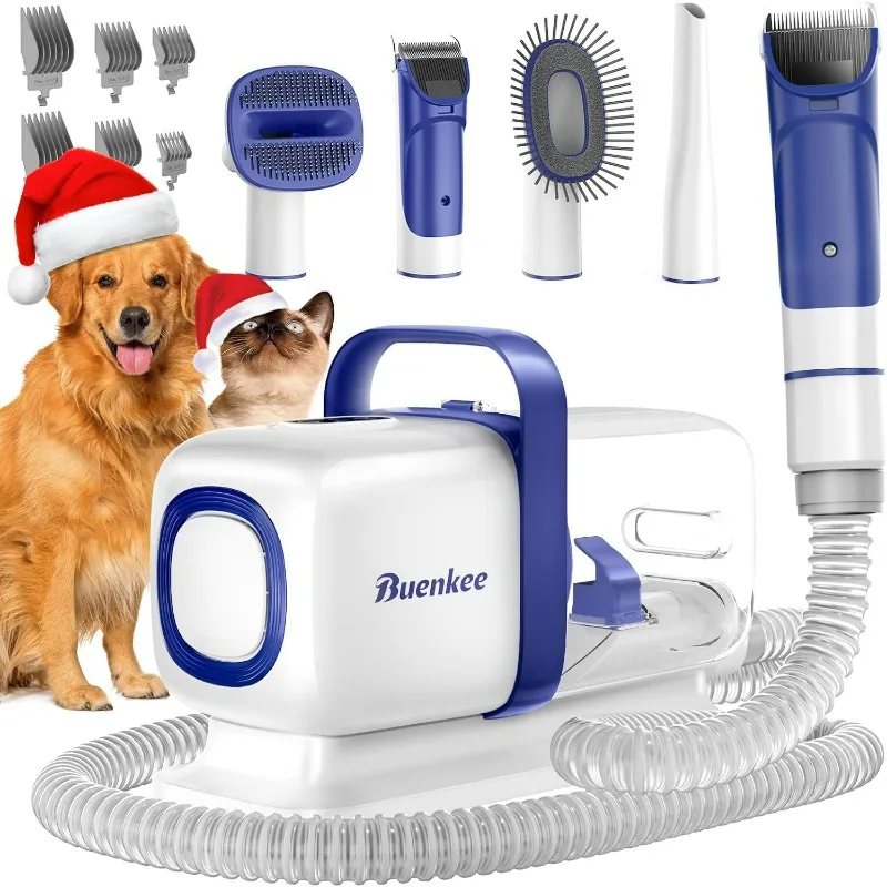 

Dog Grooming Kit with Pet Grooming Vacuum, Dogs Clipper, Pet Grooming Shedding Brush, Cleaning Tool in 1, Low Noise Dog Vacuum