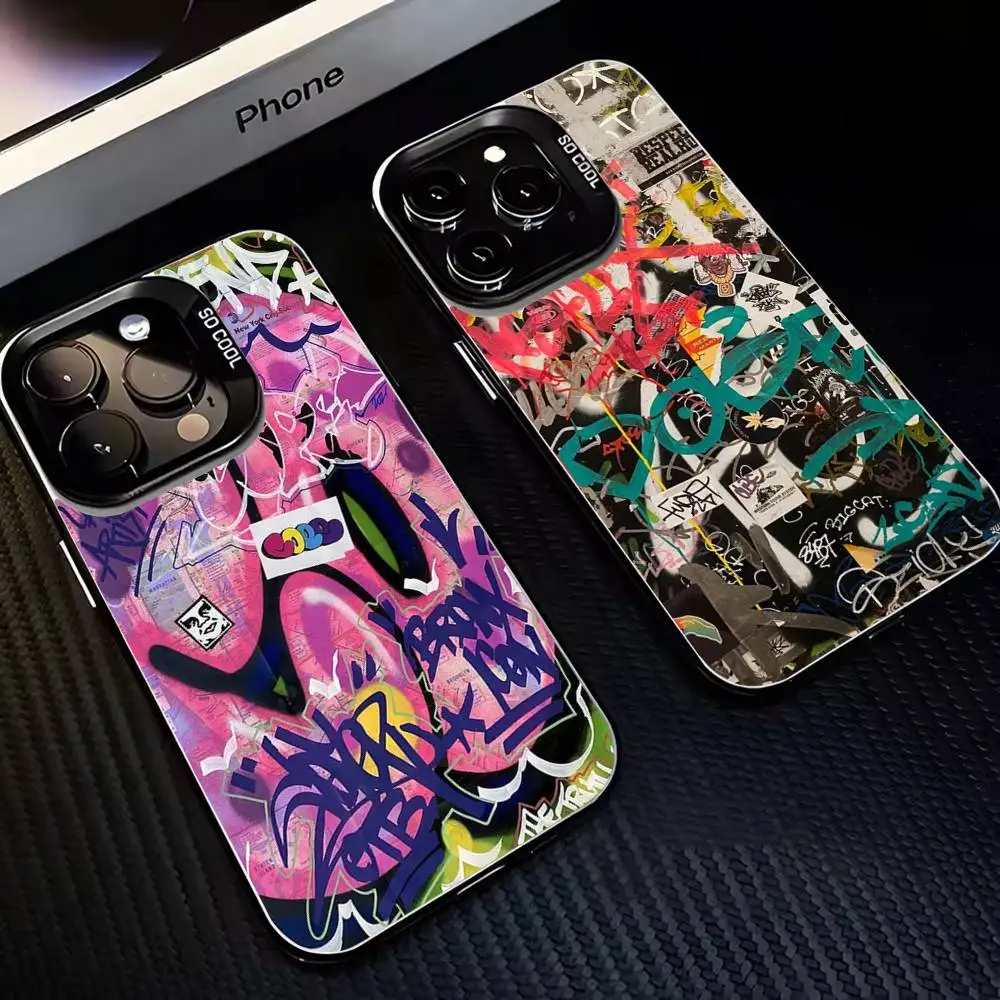 

Cool graffiti Phone Case For iPhone17,16,15,14,13,12,11 Plus,Pro Max Black Matte Shockproof Cover