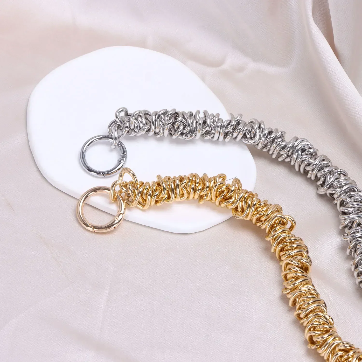 Silver Irregular Shaped Handbag Chain Metal Handle for Shoulder Bag Replacement Bag Parts Metal Chain Bag Accessories