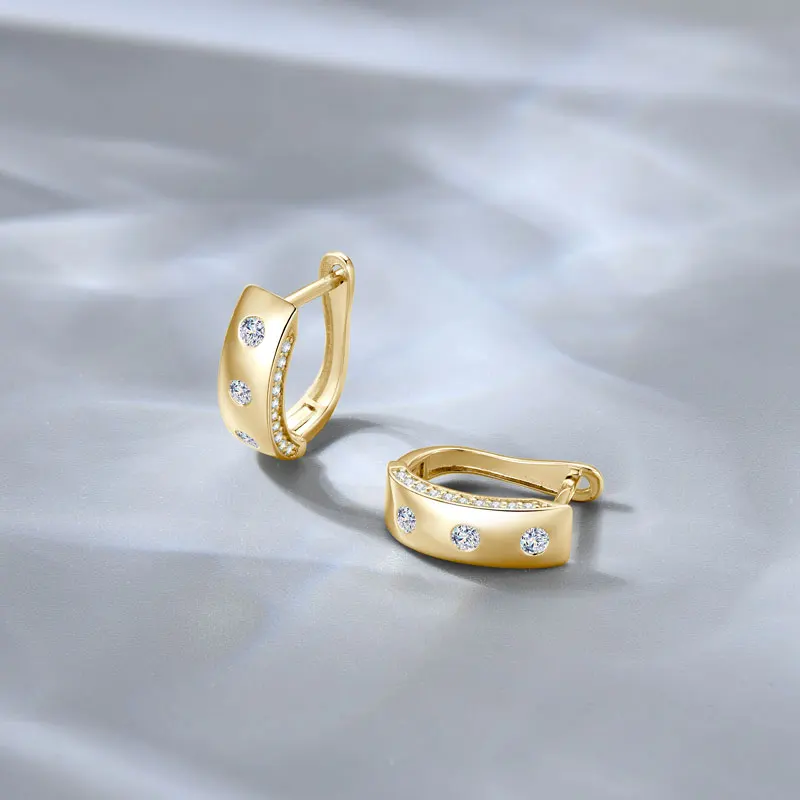 

RAPRGOLD Solid 10K Yellow Gold Hoop Earrings for Women GRA Certified Round Cut Moissanite Piercing Fine Jewelry Gifts Pendiente