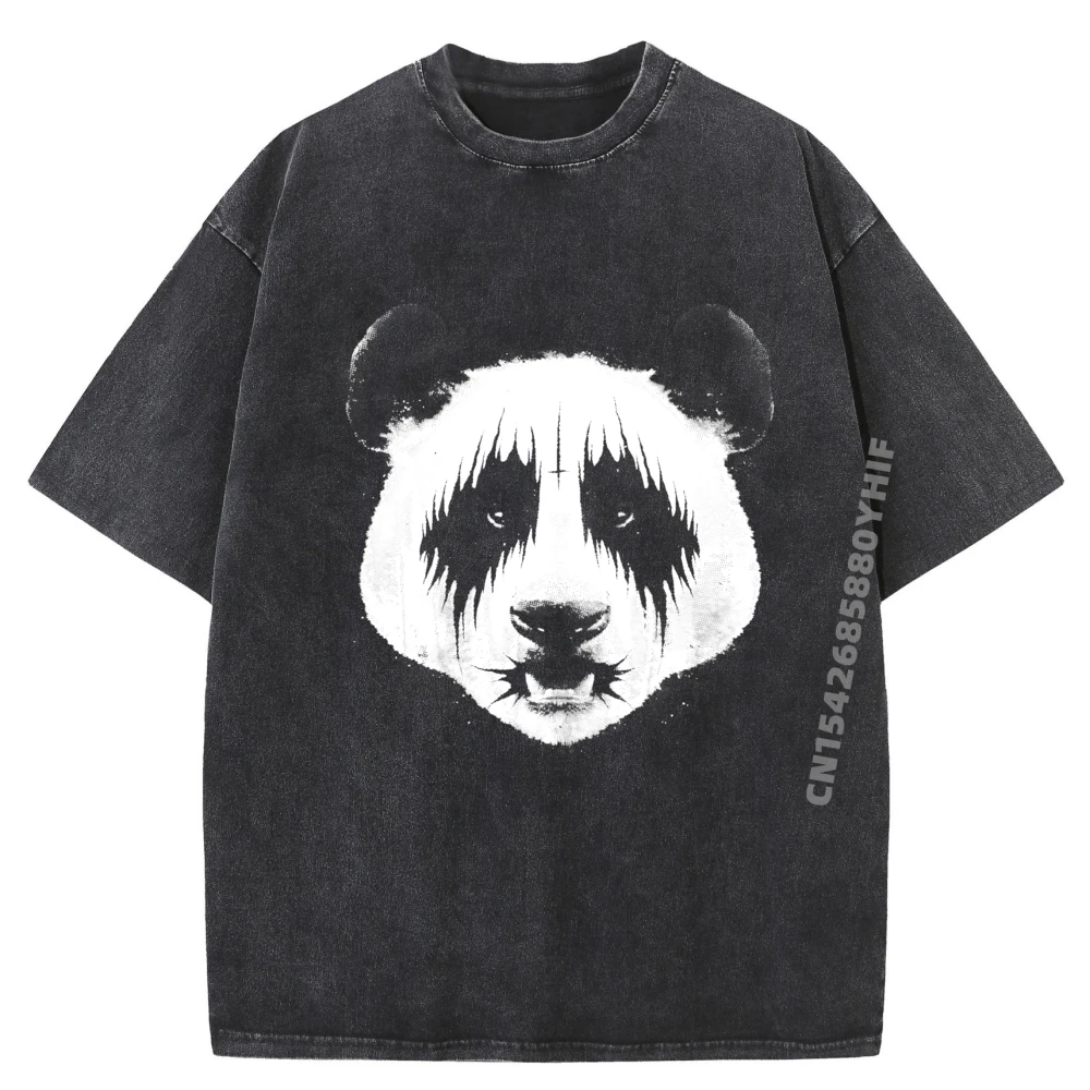 

Bear Face Printed T-Shirt Sale Graphic Tees Mens Leisure Washed T-Shirt Men Oversized Clothes Gothic Style