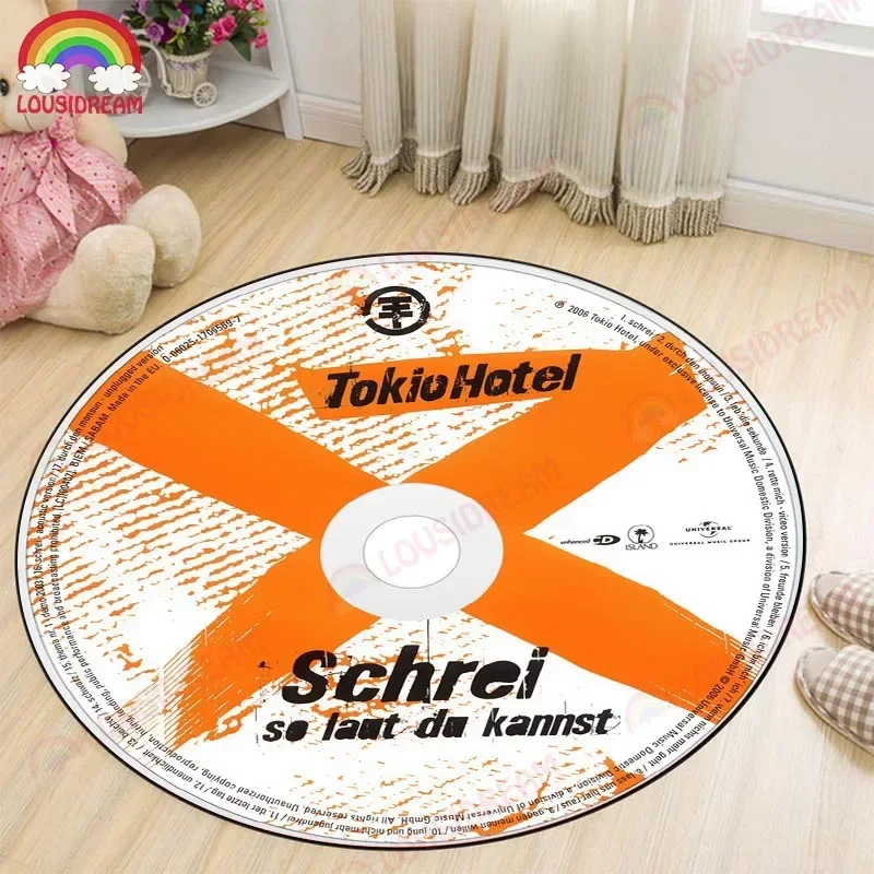 Tokio Hotel Rock Band Album CD Rug Music Round Mat Round Rug Round Carpet Bathroom Mat Black Mat Home Decor Living Room Kitchen