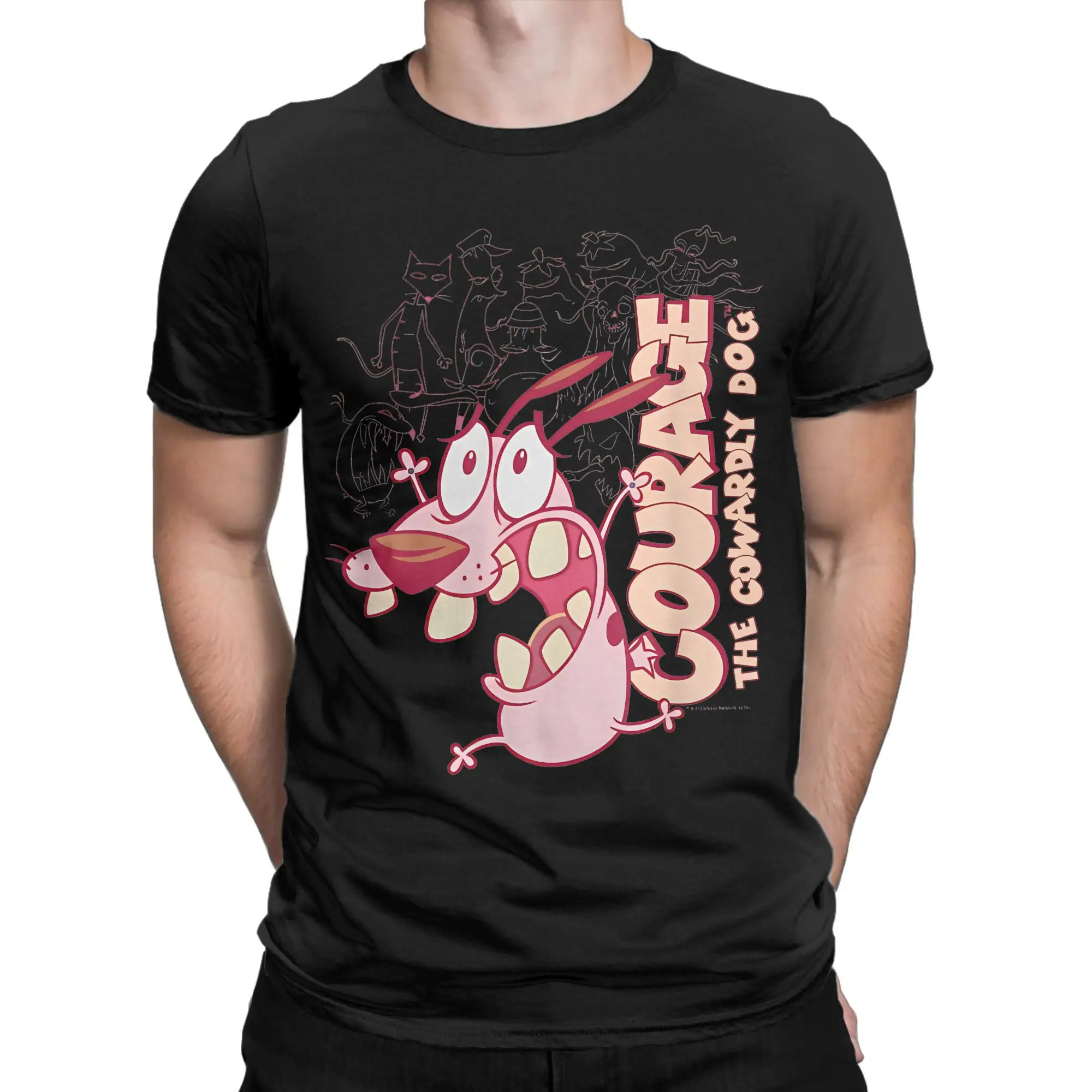 

Running Scared Courage the Cowardly Dog Apparel Men Women T Shirts Cotton Tee Graphic T-shirt Clothes