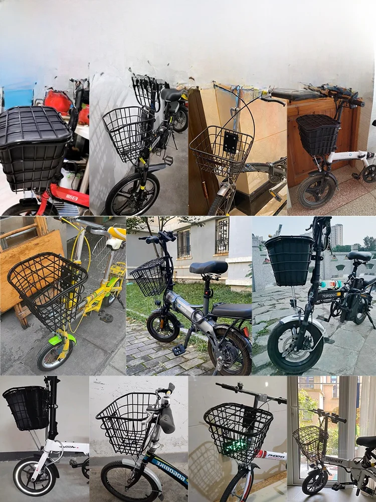 大容量フロントマウント電動自転車バスケット野菜買い物ペットキャリアユニバーサル自転車バスケット通勤用金属フレーム