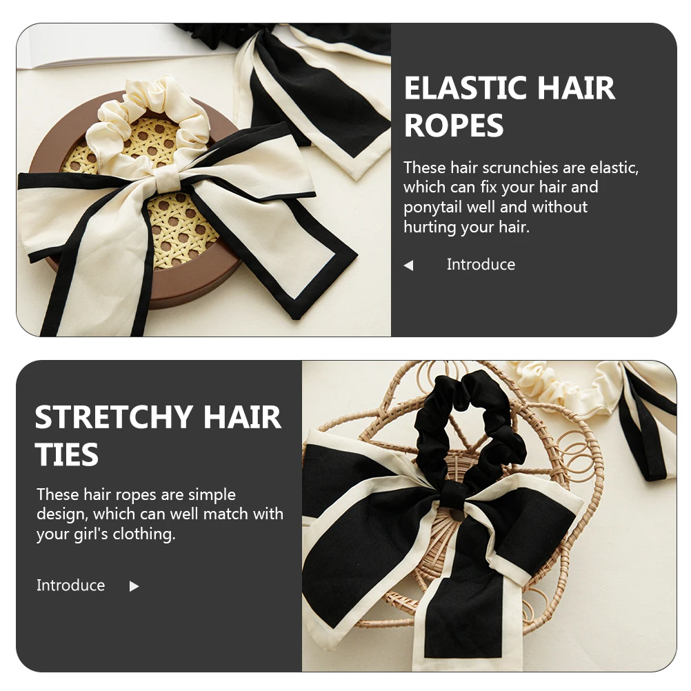 

2 Pcs Bow Tie Women's Girl Hair Accessories Bows Fabric Elastic Ties for