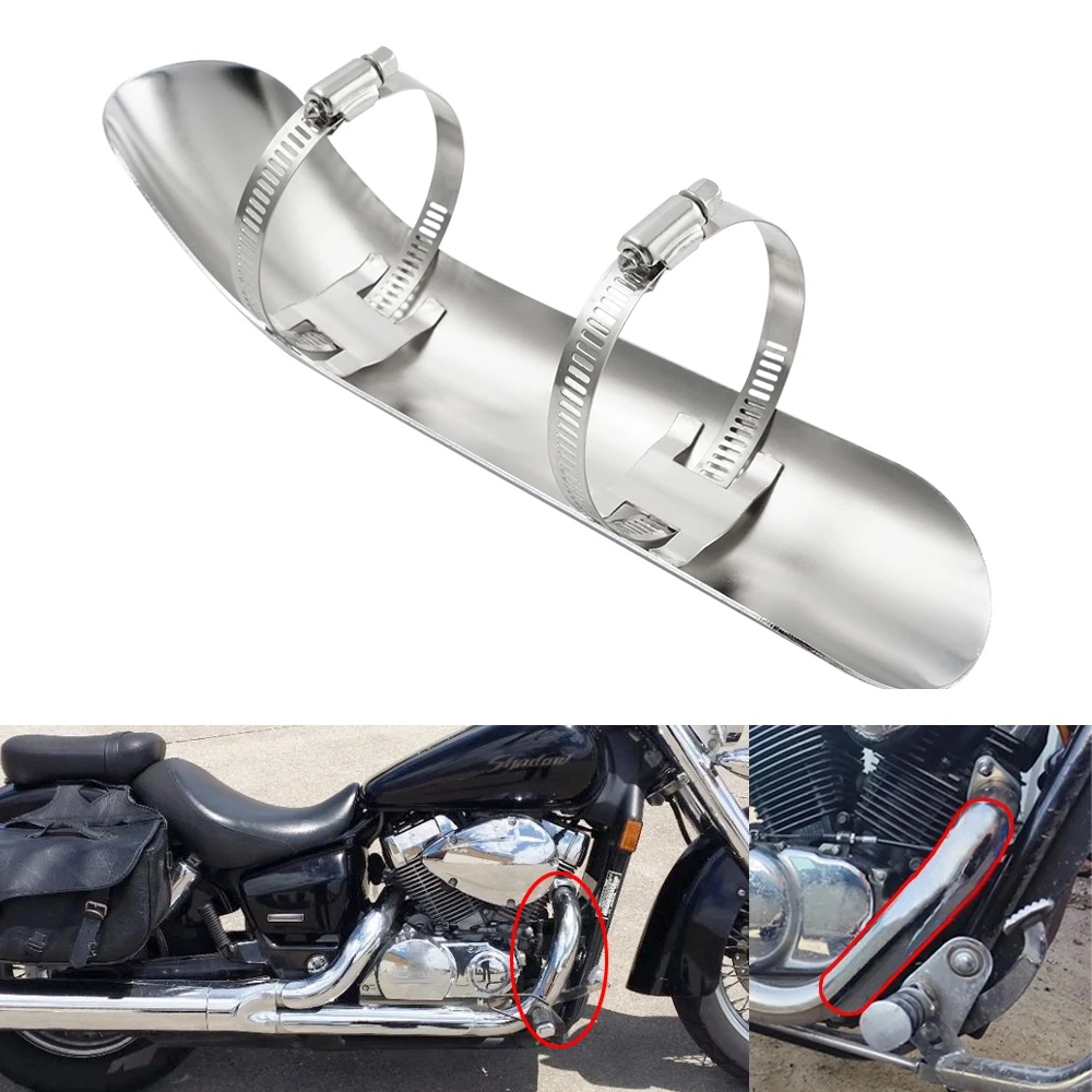 Chrome Curved Exhaust Pipe Heat Shield Cover for Honda Shadow 750 Spirit 2001-2009 2012-2013 Shadow 750 Aero 2004-2009 2011-2013