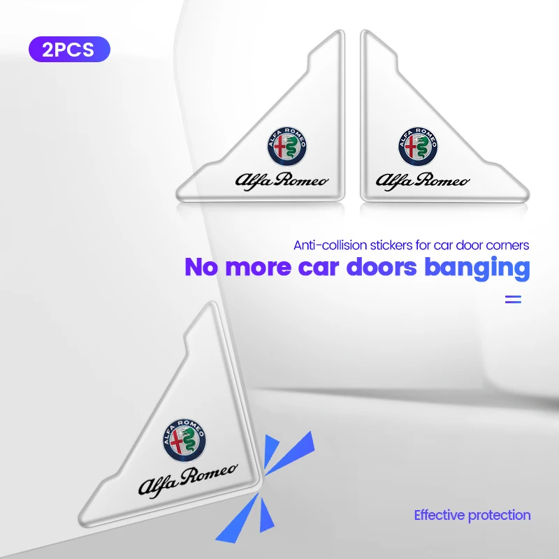 2Pcs Car Door Corner Covers Anti Scratch Protection Stickers For Alfa Romeo 4C 159 Spider Giulia Giulietta 156 Tonale Mito 147