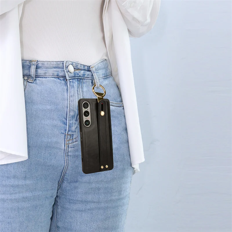 Luxury Wristband Leather Stand Case for Sony Xperia 1 VII 10 VI 5 V IV III With Ring Opener Shell Coque Fundas Capa view 6