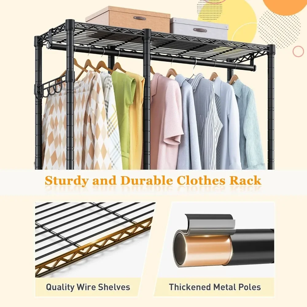 

77" H Heavy Duty Clothes Rack Wire Clothing Racks Adjustable for Hanging Clothes Portable Wardrobe Closet 77" Hx31.5 Wx15.8 D