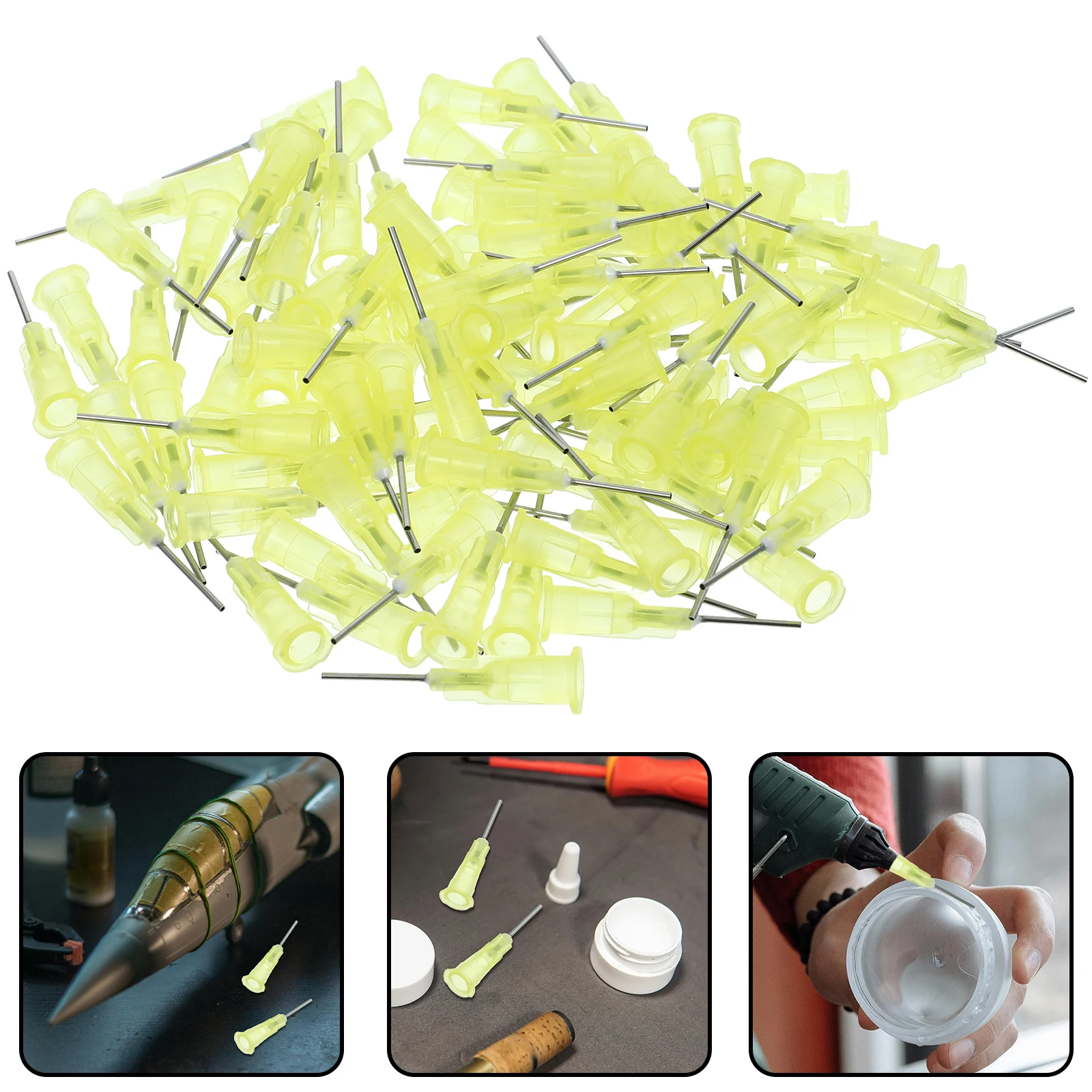 

100pcs Precision Needles 20G Yellow Steel Tips Flat Mouth Dispensing Tips for Epoxy Resin Adhesive Industrial Hardware