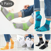 Sport Five Finger Socks Compression Cotton Big Striped Colorful Thick Good Quality Outdoor Basketball Travel Toe Socks 5 Pairs