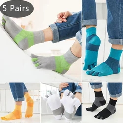 Chaussettes de dehors à Cinq Doigts en Coton de Compression, Grandes Rayures, Optique Colorée, de Bonne Qualité, pour l'Extérieur, le Basketball, le Voyage, 5 Paires