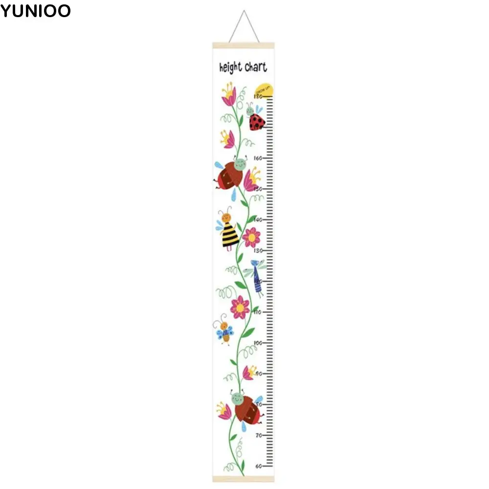 

Wall Hanging Children Height Measuring Rulers Removable Roll Up Height Measure Chart Wooden with Frame Baby Growth Chart