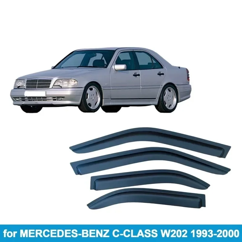Thickened Injection Molding Window Wind Deflectors Rain Guards for Mercedes-Benz C-Class W202 Sedan 1993-2000