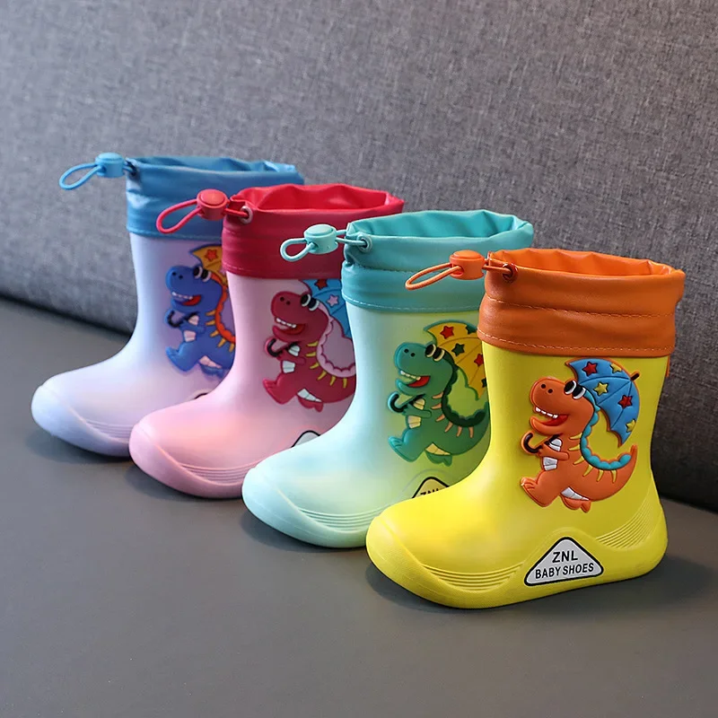 

Children EVA Removable Plush Rain Boots Boys Girls Toddler Waterproof Shoes Lightweight Warm Kids Water Shoes for Four Seasons