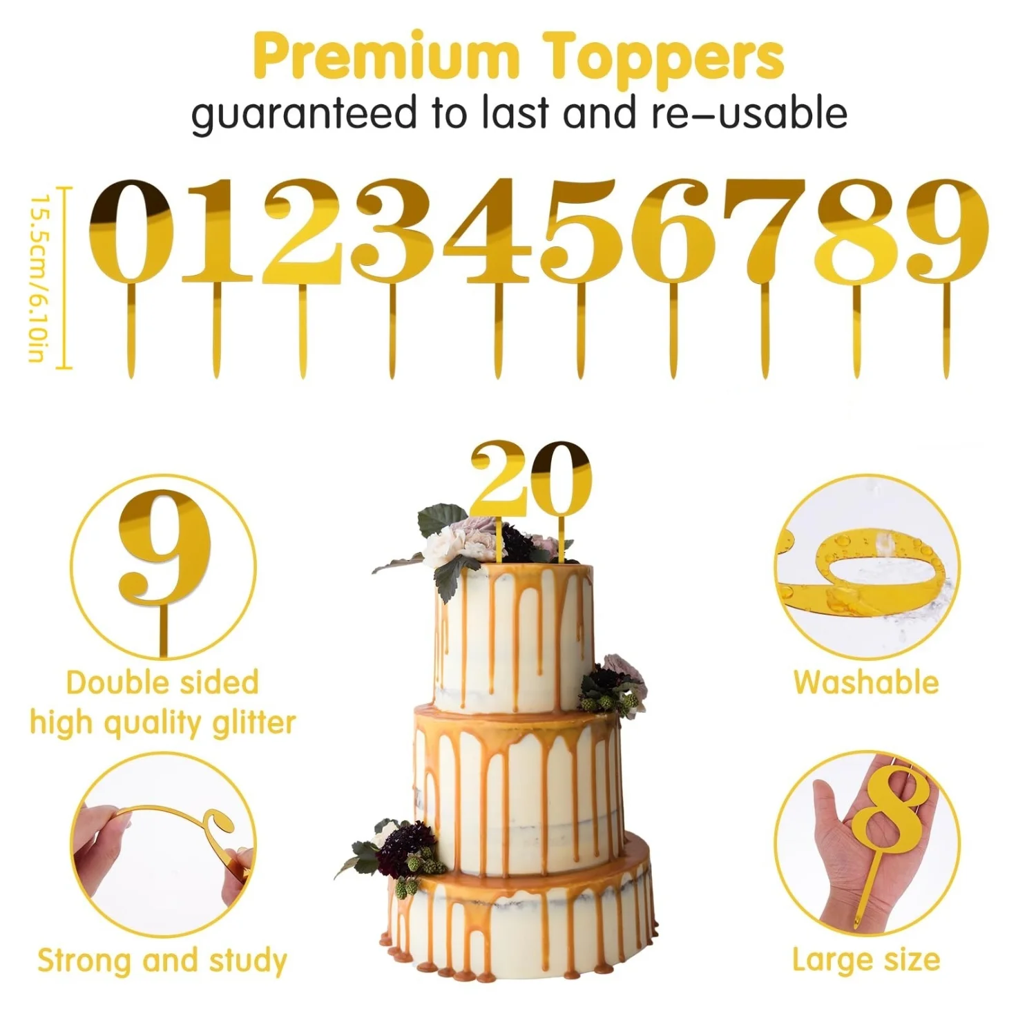 Acrylic Numbers For Cake 0-9 Numbers Happy Birthday Cake Topper Acrylic Cake Numbers Topper Gold Acrylic Happy Birthday Cake