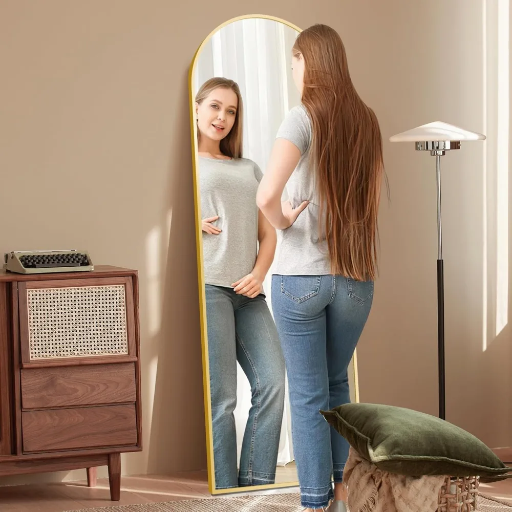 Mirror Full Length 57" x 20", Free Standing Mirror Leaning or Wall Mounted, Thin Aluminum Alloy Frame, Full Body Mirror