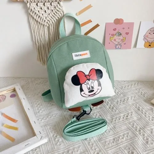 Minnie Backpacks For Infant Girls Cartoon Cute Fashion Color Matching Two Shoulder Bags Cotton Softback Children School Bags