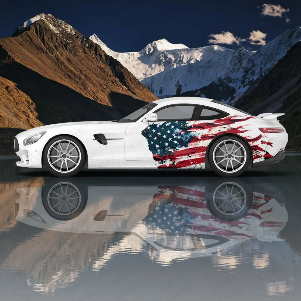 American FlagPattern Car Body Sticker Itasha Vinyl Car Side Decal Sticker Body Sticker Car Decor Sticker Car Protective Film