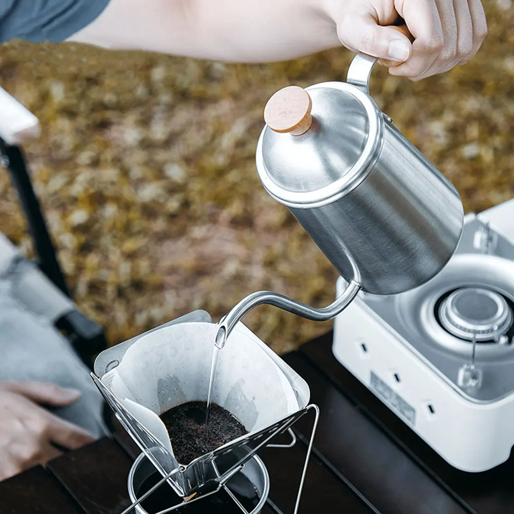 

Stainless Steel Gooseneck Kettle Lightweight Portable Outdoor Camping Coffee Pouring Long Spout Tea Pot Easy Water Control