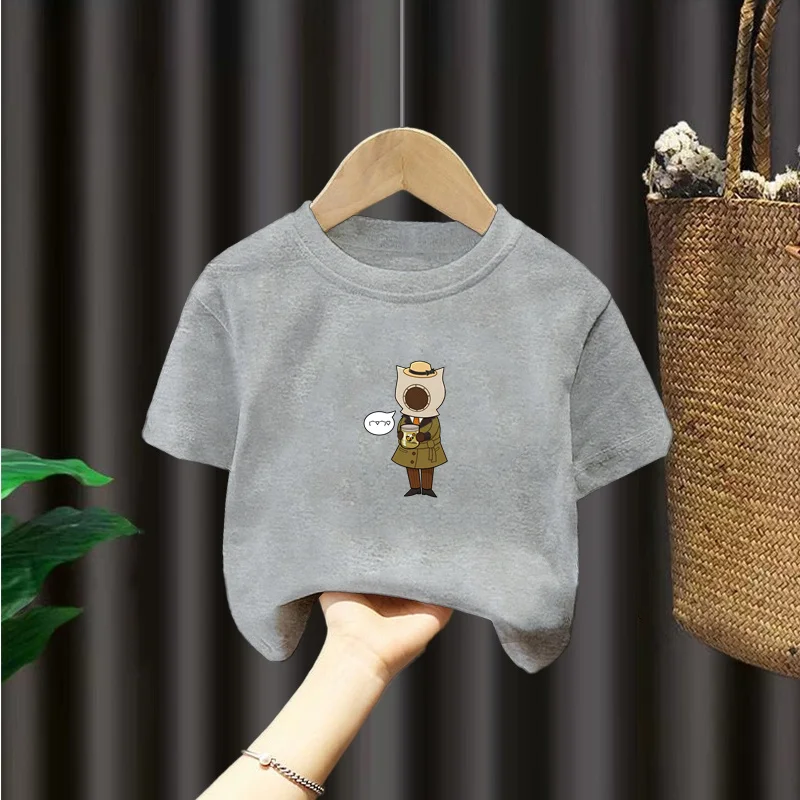 Children's long-sleeved T-shirt loose cartoon animation fitness top fashion popular 2024 new image 2