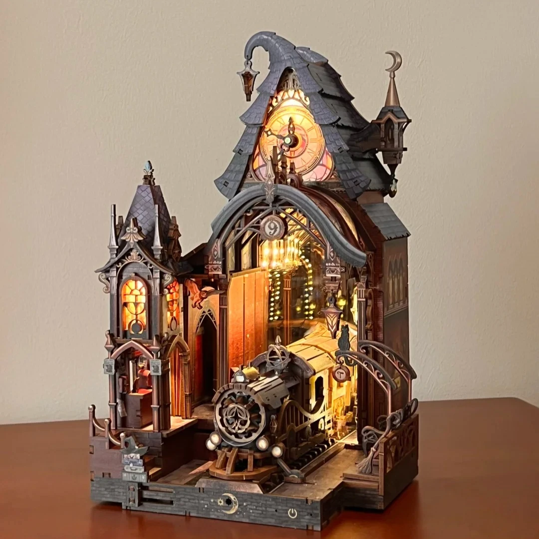 Bookend DIY Book Nook Tonecheer Magic Platform Diorama Model Kit 3D Puzzle Wooden miniature Dollhouse Decoration Birthday Gift