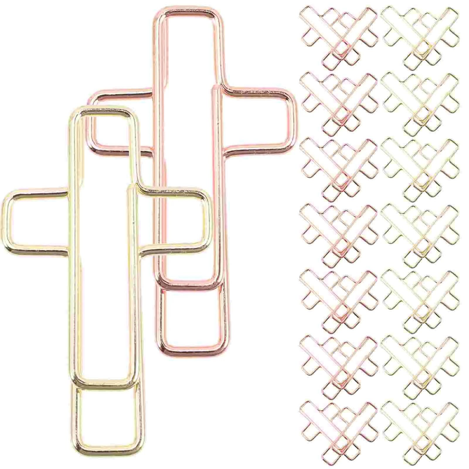 

20 Pcs Cross Clip Marking Paper Clips Fancy Gold Office Decor Folders Metal Wedding Giant