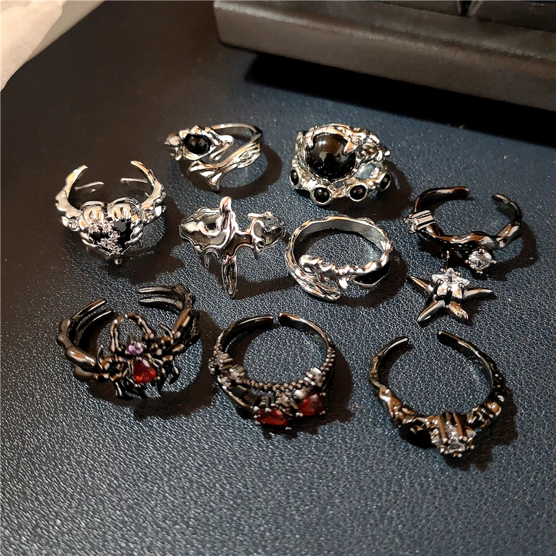 Vintage Goth Thorny Rose Couple Rings For Men Women Charm Irregularity Opening Stainless Steel Punk Finger Ring Biżuteria Y2k Gift — zdjęcie 3