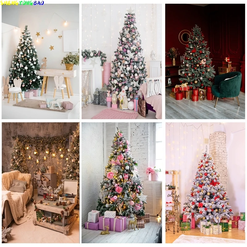 

Christmas Theme Photography Background Christmas Tree Fireplace Children Portrait Backdrops For Photo Studio Props 21524 JPW-38